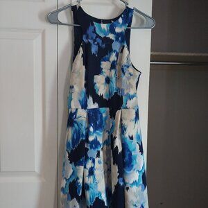 Teeze Me Blue, White, Taupe Floral Dress Size 3